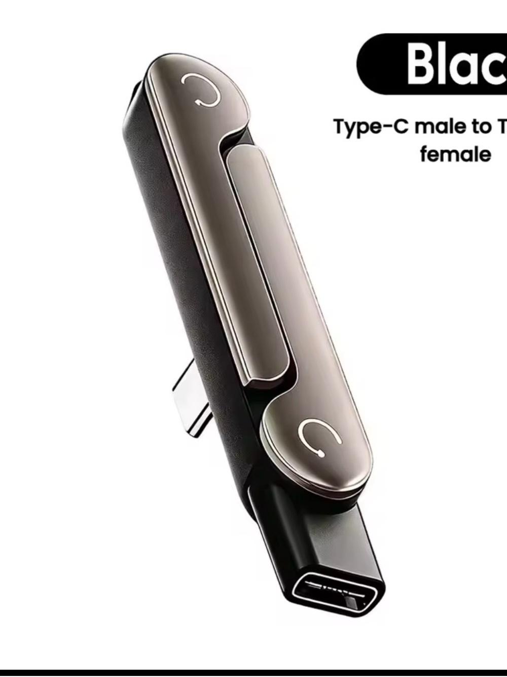 USB-C 2-in-1 Adapter with Dual Ports - Metallic Black
